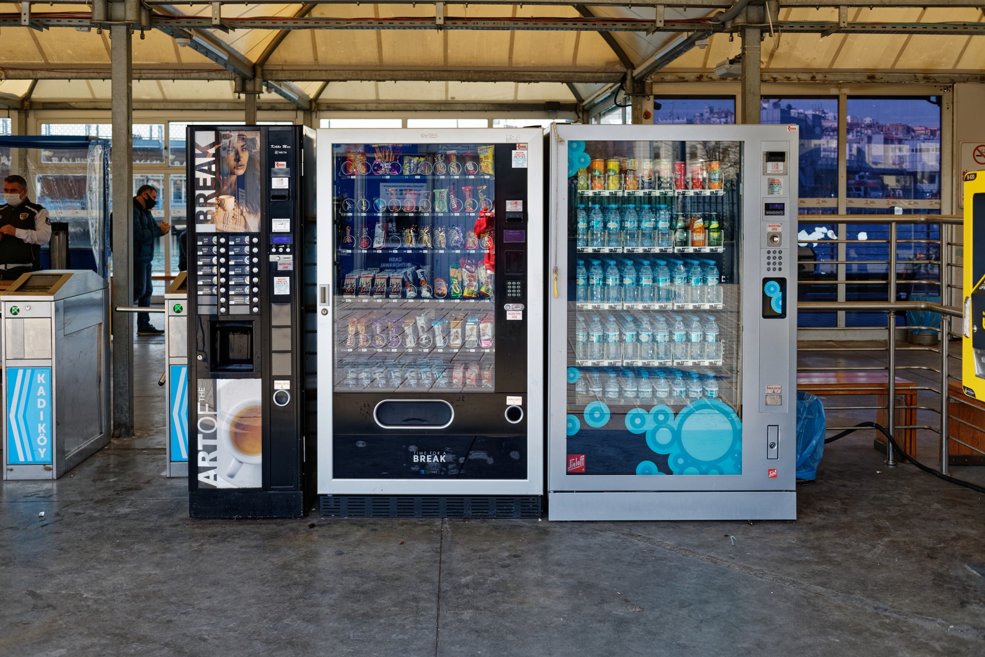 Vending Machines for Coffee, Snacks and Water.